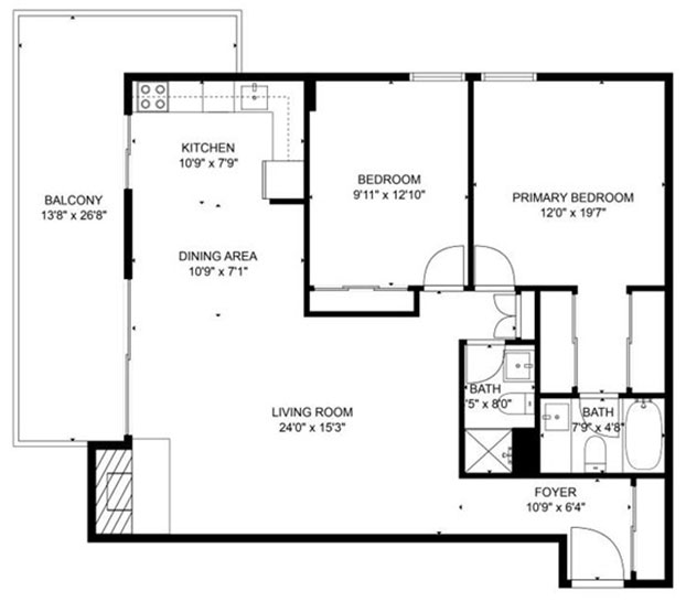 Luxe Tower 2 Bedroom floor plan