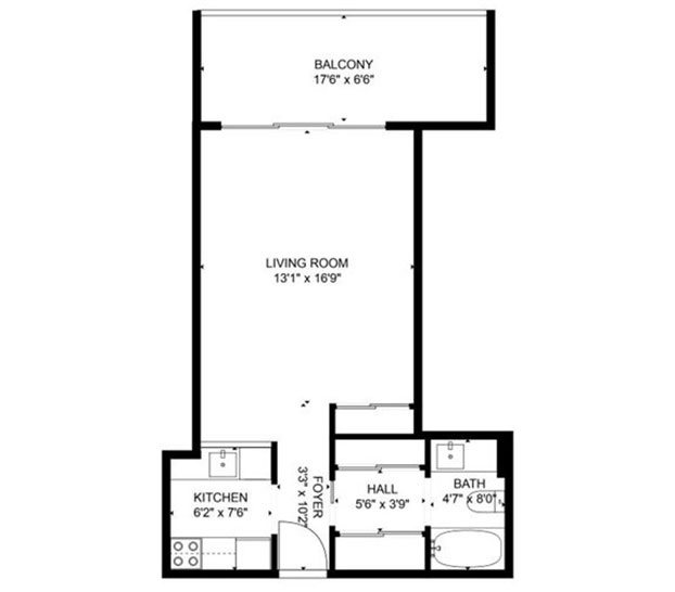 Luxe Tower Studio floor plan